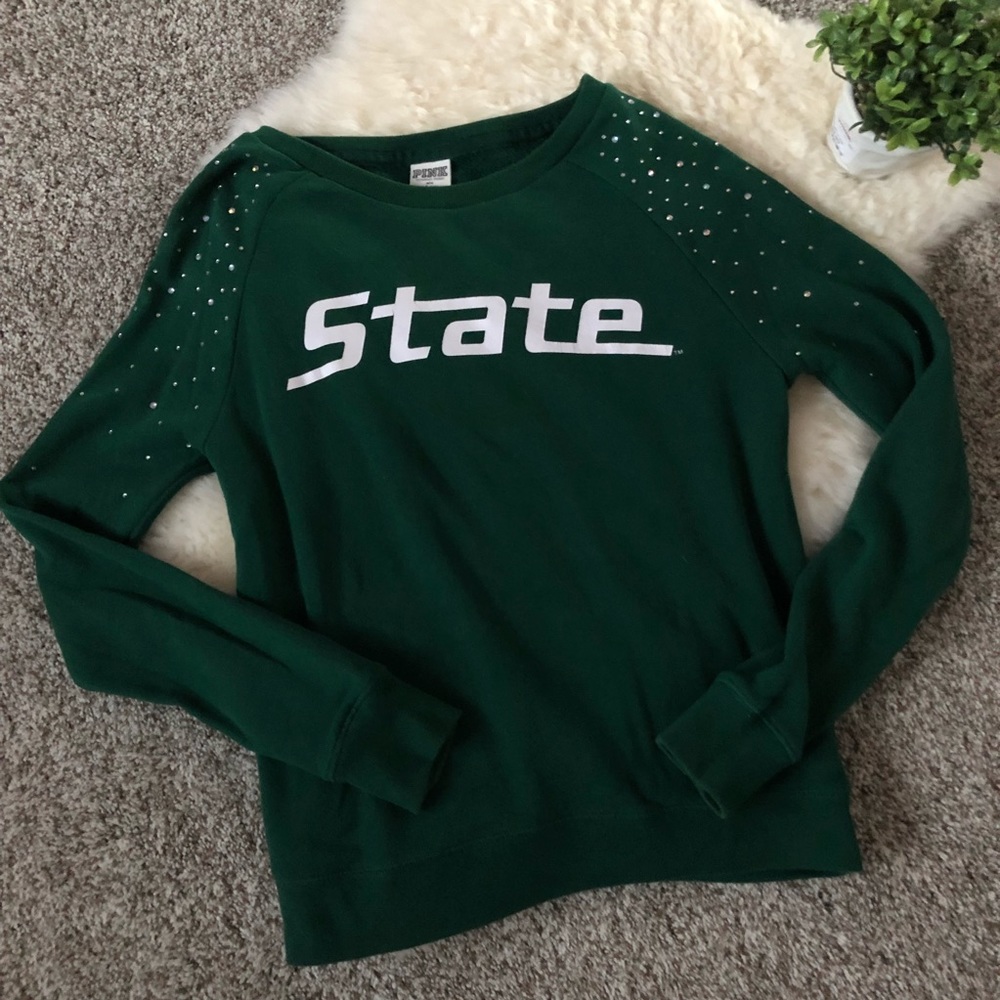 Michigan State Jeweled Crew Neck Sweatshirt